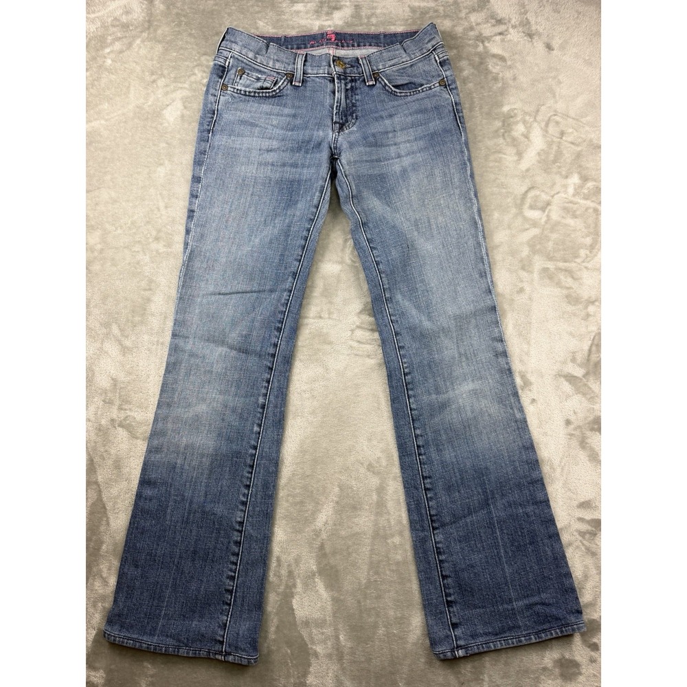 7 For All Mankind Jeans Women Size 25 Bootcut Medium Wash Blue Made in USA